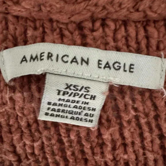 American Eagle Autumn Burnt Orange Knit Cardigan Sweater Boho Duster Small - Picture 6 of 10